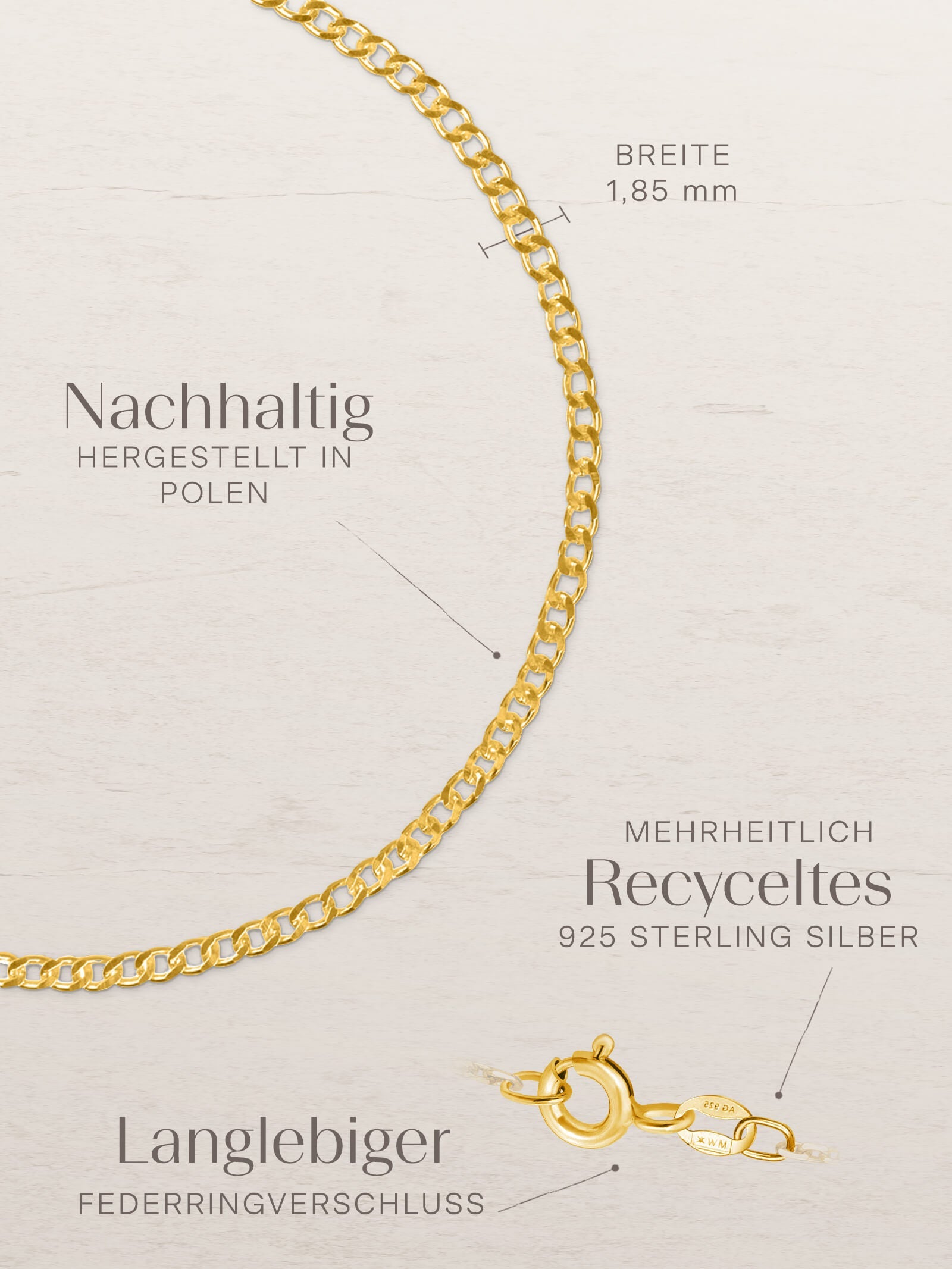 Armband Panzerkette ESSENTIAL Vergoldet